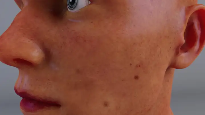 Primer plano de un render 3D de piel humana